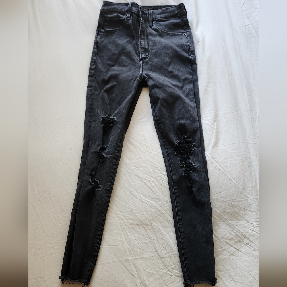 Abercrombie & Fitch Black Distressed Skinny Jeans